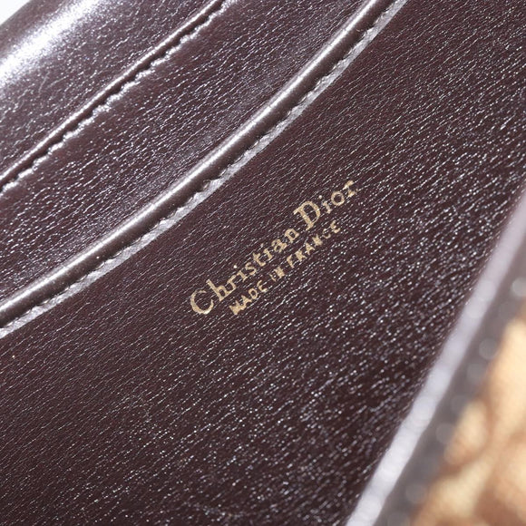 Christian Dior Trotter Canvas Shoulder Bag Brown Gold Auth 168939