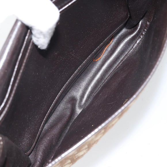 Christian Dior Trotter Canvas Shoulder Bag Brown Gold Auth 168939