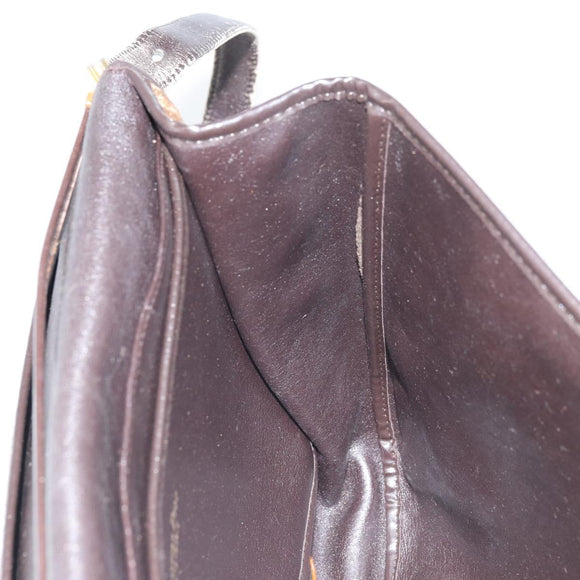 Christian Dior Trotter Canvas Shoulder Bag Brown Gold Auth 168939