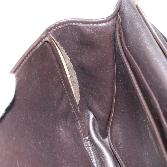 Christian Dior Trotter Canvas Shoulder Bag Brown Gold Auth 168939