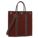 HERMES Garden File PM Tote Bag Canvas 2way Brown Auth 168940SAV-1