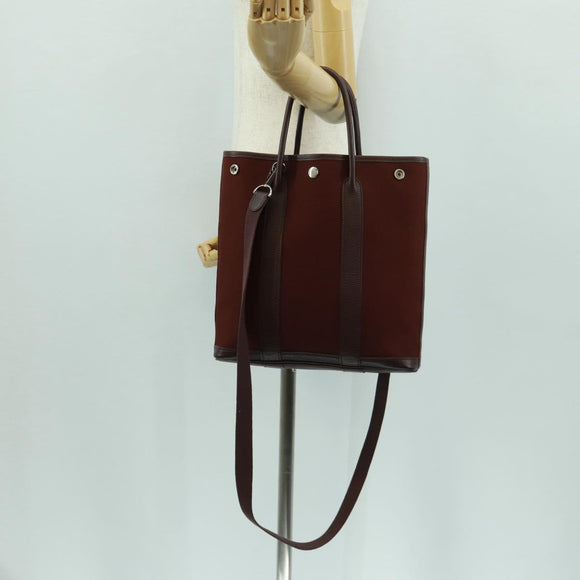 HERMES Garden File PM Tote Bag Canvas 2way Brown Auth 168940SAV