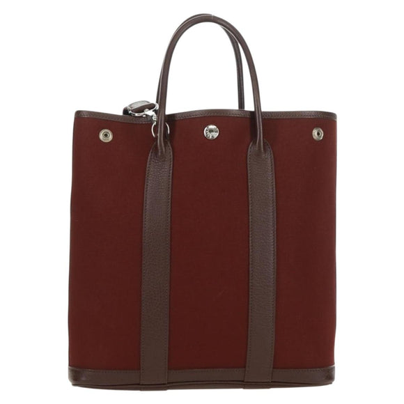 HERMES Garden File PM Tote Bag Canvas 2way Brown Auth 168940SAV