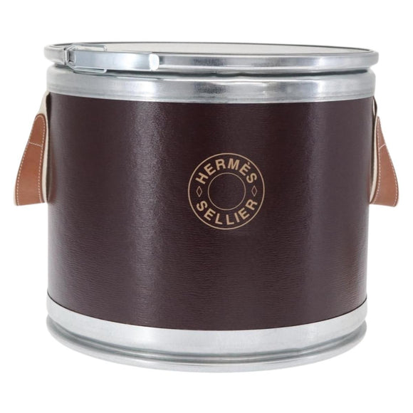 HERMES Box Small Box Storage Box metal Bordeaux Auth 168947M