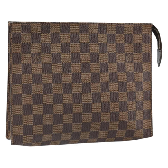 LOUIS VUITTON Damier Ebene Poche Toilette 26 Pouch N47543 LV Auth 168948
