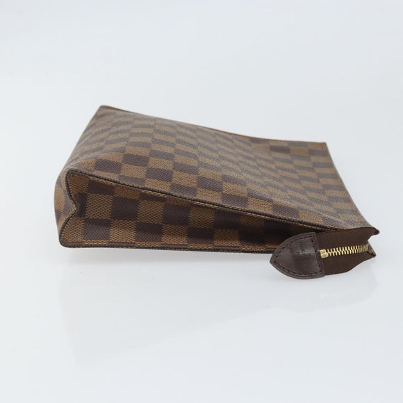 LOUIS VUITTON Damier Ebene Poche Toilette 26 Pouch N47543 LV Auth 168948