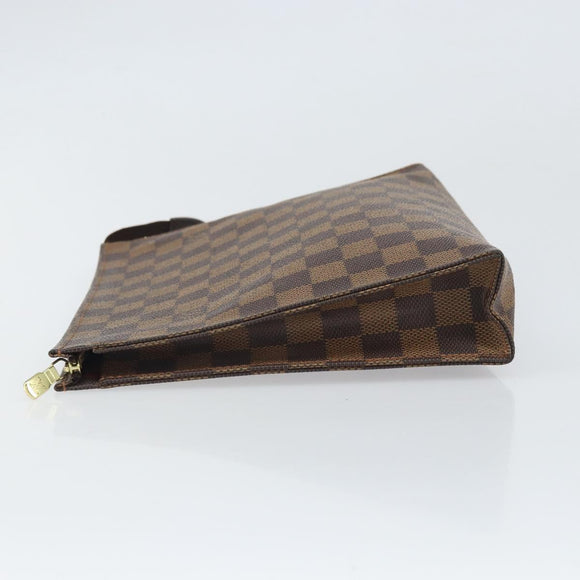 LOUIS VUITTON Damier Ebene Poche Toilette 26 Pouch N47543 LV Auth 168948