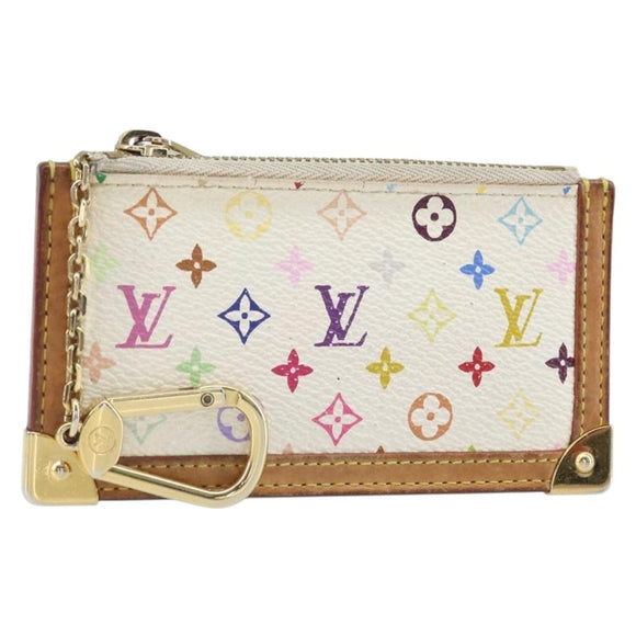 LOUIS VUITTON Monogram Multicolor Pochette Cles Purse White M92655 Auth 168950