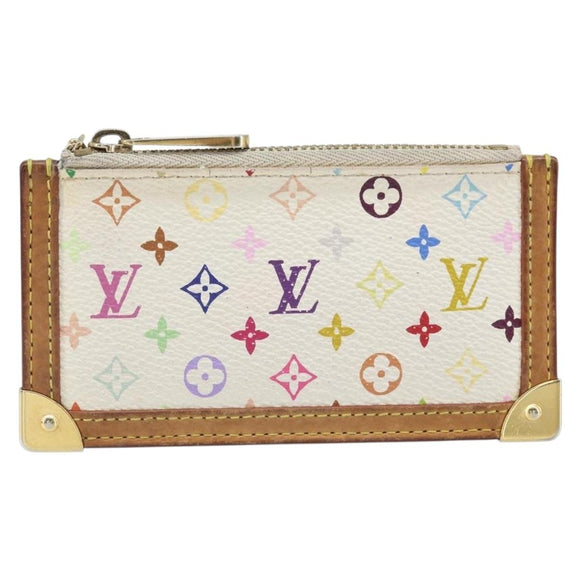 LOUIS VUITTON Monogram Multicolor Pochette Cles Purse White M92655 Auth 168950