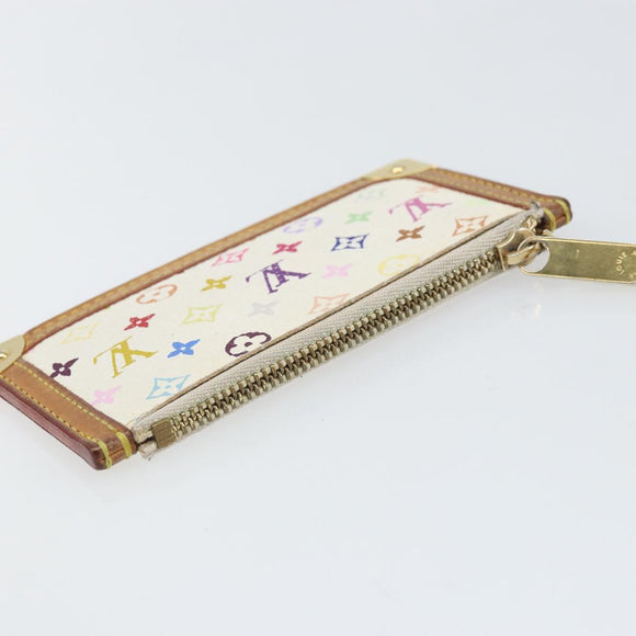 LOUIS VUITTON Monogram Multicolor Pochette Cles Purse White M92655 Auth 168950