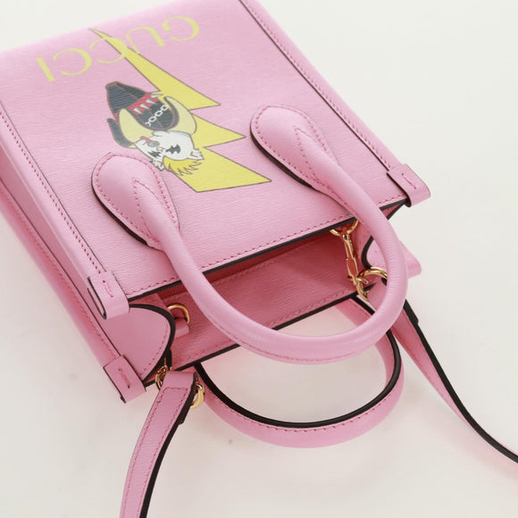 GUCCI Hand Bag Leather 2way Pink Gold 671623 Auth 168965M