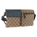 GUCCI GG Canvas Waist Bag Outlet Beige Silver 28566 Auth 168966A-1
