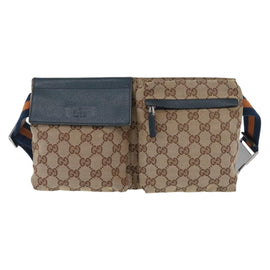 GUCCI GG Canvas Waist Bag Outlet Beige Silver 28566 Auth 168966 - 0