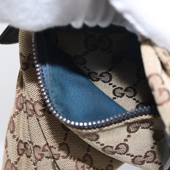 GUCCI GG Canvas Waist Bag Outlet Beige Silver 28566 Auth 168966A