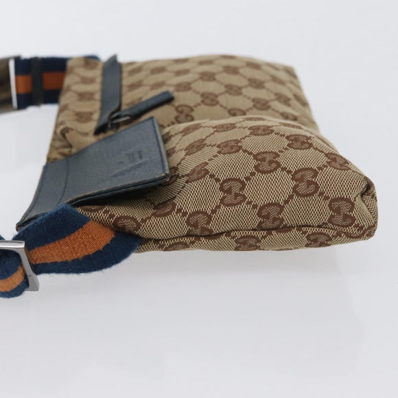 GUCCI GG Canvas Waist Bag Outlet Beige Silver 28566 Auth 168966A