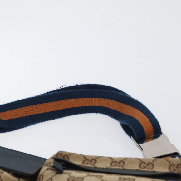 GUCCI GG Canvas Waist Bag Outlet Beige Silver 28566 Auth 168966A