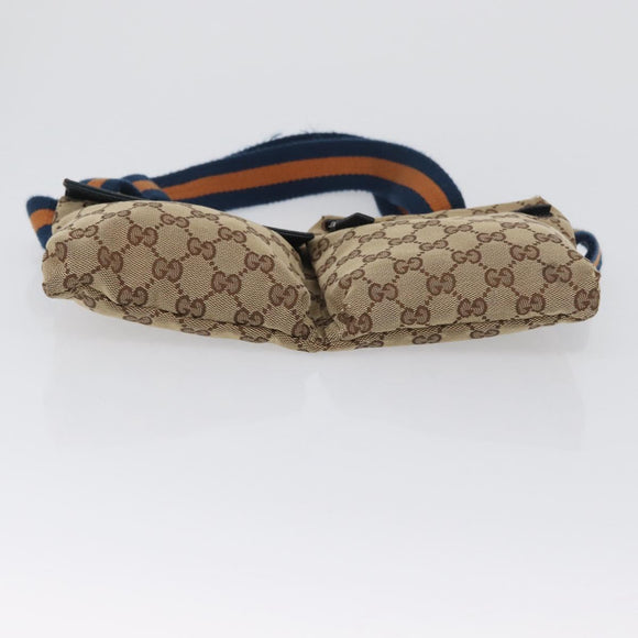 GUCCI GG Canvas Waist Bag Outlet Beige Silver 28566 Auth 168966A