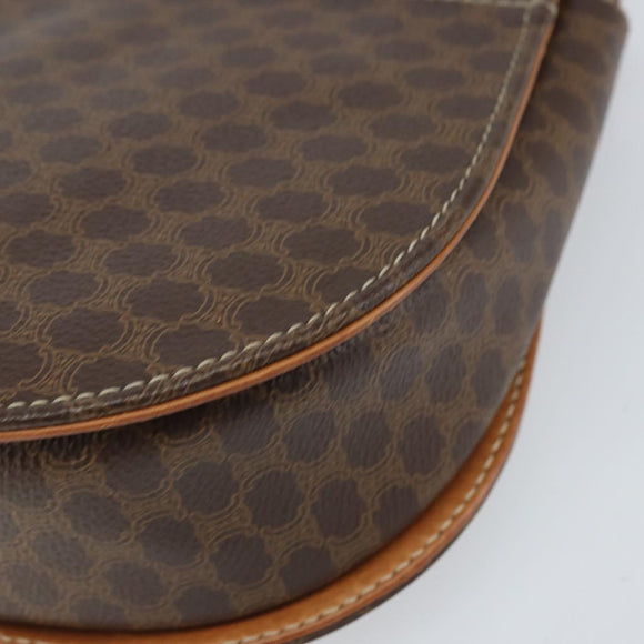 CELINE Macadam Canvas Schultertasche PVC Leder 2-Wege Braun Gold Auth 168969