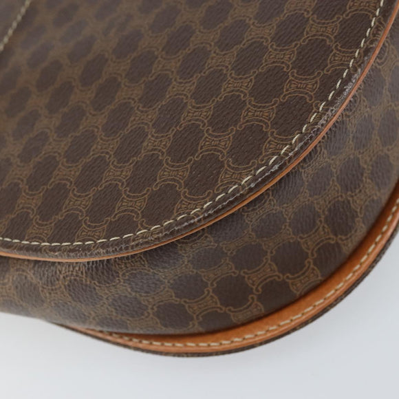 CELINE Macadam Canvas Schultertasche PVC Leder 2-Wege Braun Gold Auth 168969