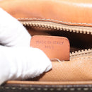 CELINE Macadam Canvas Shoulder Bag PVC Leather 2way Brown Gold Auth 168969-12