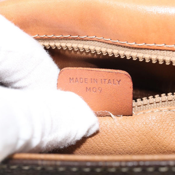 CELINE Macadam Canvas Shoulder Bag PVC Leather 2way Brown Gold Auth 168969