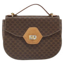 CELINE Macadam Canvas Schultertasche PVC Leder 2-Wege Braun Gold Auth 168969-13