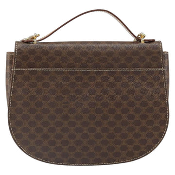 CELINE Macadam Canvas Shoulder Bag PVC Leather 2way Brown Gold Auth 168969 - 0