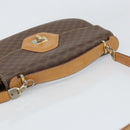 CELINE Macadam Canvas Schultertasche PVC Leder 2-Wege Braun Gold Auth 168969-7