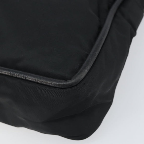 CELINE Circle Hand Bag Nylon Black Gold Auth 168970