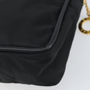 CELINE Circle Hand Bag Nylon Black Gold Auth 168970-15