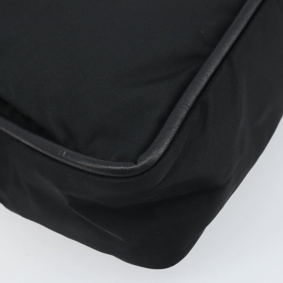 CELINE Circle Hand Bag Nylon Black Gold Auth 168970