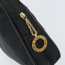 CELINE Circle Hand Bag Nylon Black Gold Auth 168970-17