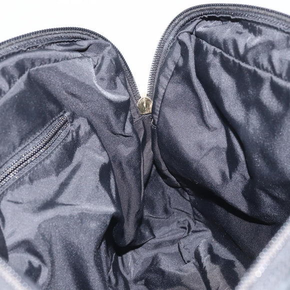 CELINE Circle Hand Bag Nylon Black Gold Auth 168970