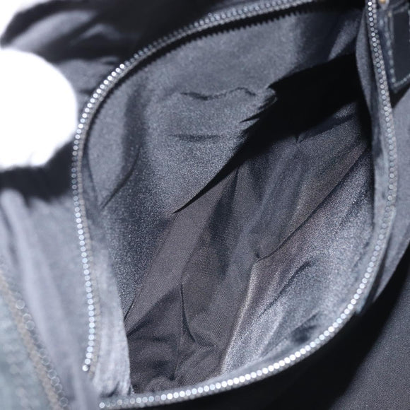 CELINE Circle Hand Bag Nylon Black Gold Auth 168970