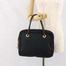 CELINE Circle Hand Bag Nylon Black Gold Auth 168970-23