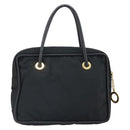 CELINE Circle Hand Bag Nylon Black Gold Auth 168970-2