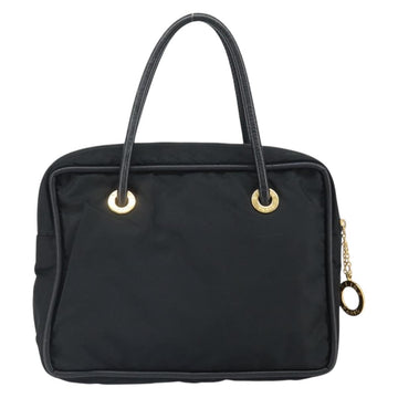 CELINE Circle Hand Bag Nylon Black Gold Auth 168970 - 0