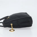 CELINE Circle Hand Bag Nylon Black Gold Auth 168970-4