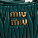 Miu Miu Matelasse Micro Hobo Shoulder Bag Leather Green Gold Auth 168972SM-19