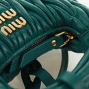 Miu Miu Matelasse Micro Hobo Shoulder Bag Leather Green Gold Auth 168972SM-20