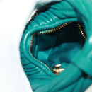 Miu Miu Matelasse Micro Hobo Shoulder Bag Leather Green Gold Auth 168972SM-11
