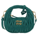 Miu Miu Matelasse Micro Hobo Shoulder Bag Leather Green Gold Auth 168972SM-13