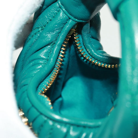 Miu Miu Matelasse Micro Hobo Shoulder Bag Leather Green Gold Auth 168972SM
