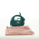 Miu Miu Matelasse Micro Hobo Shoulder Bag Leather Green Gold Auth 168972SM-12