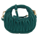 Miu Miu Matelasse Micro Hobo Shoulder Bag Leather Green Gold Auth 168972SM-2