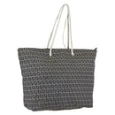 FENDI Zucchino Canvas Tote Bag Navy Silver Auth 168974-1
