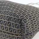FENDI Zucchino Canvas Tote Bag Navy Silver Auth 168974-15