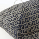 FENDI Zucchino Canvas Tote Bag Navy Silver Auth 168974-16