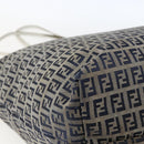 FENDI Zucchino Canvas Tote Bag Navy Silver Auth 168974-18