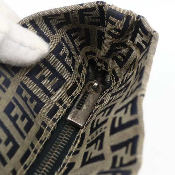 FENDI Zucchino Canvas Tote Bag Navy Silver Auth 168974